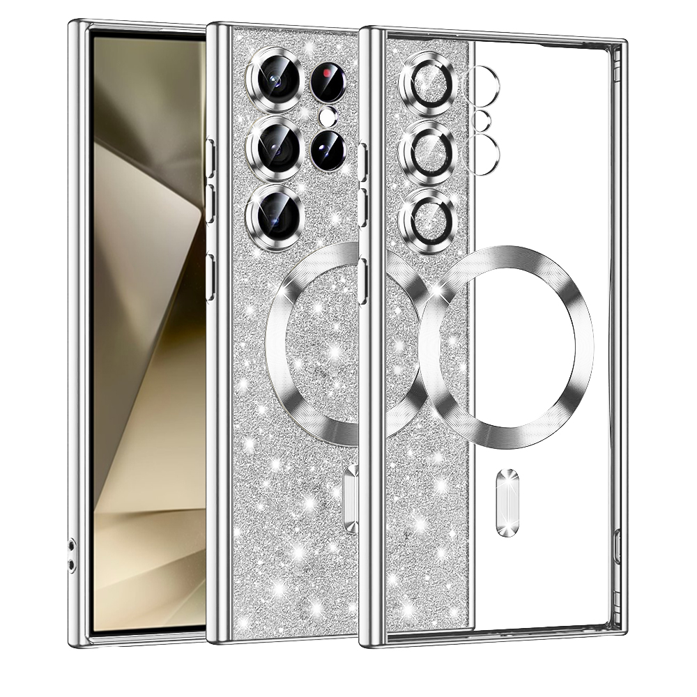 Techsuit Luxury Glitter MagSafe puzdro pre Samsung Galaxy S24 Ultra – strieborné KF2325161