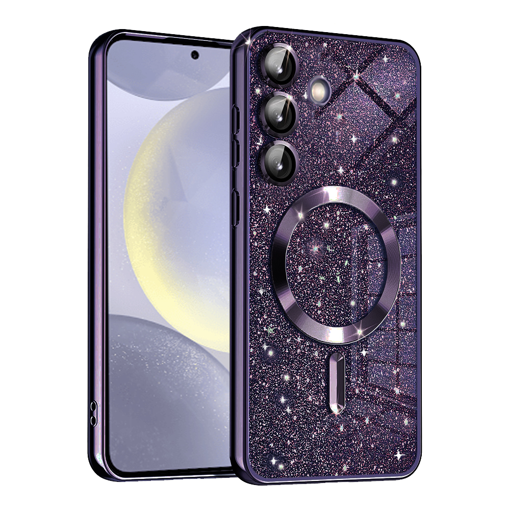 Techsuit Luxury Glitter MagSafe puzdro pre Samsung Galaxy S24 Plus – tmavofialové KF2325175