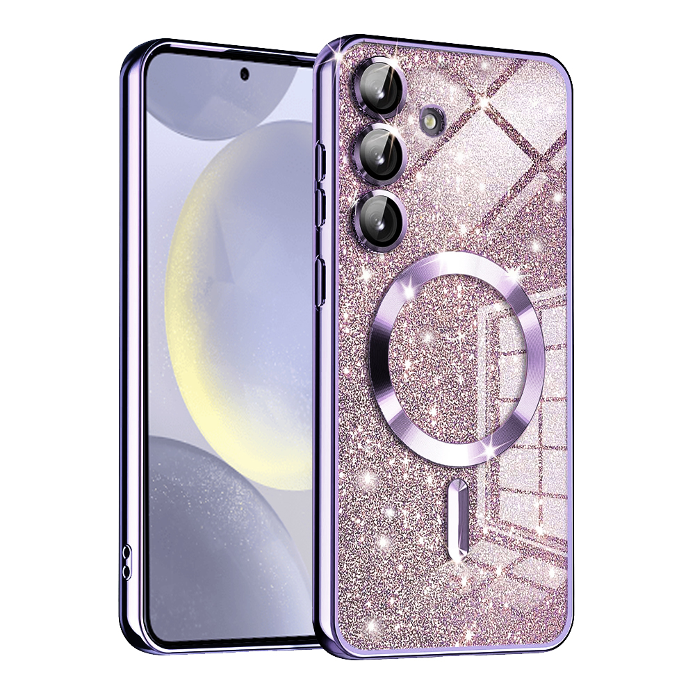 Techsuit Luxury Glitter MagSafe puzdro pre Samsung Galaxy S24 – svetlofialové KF2325188