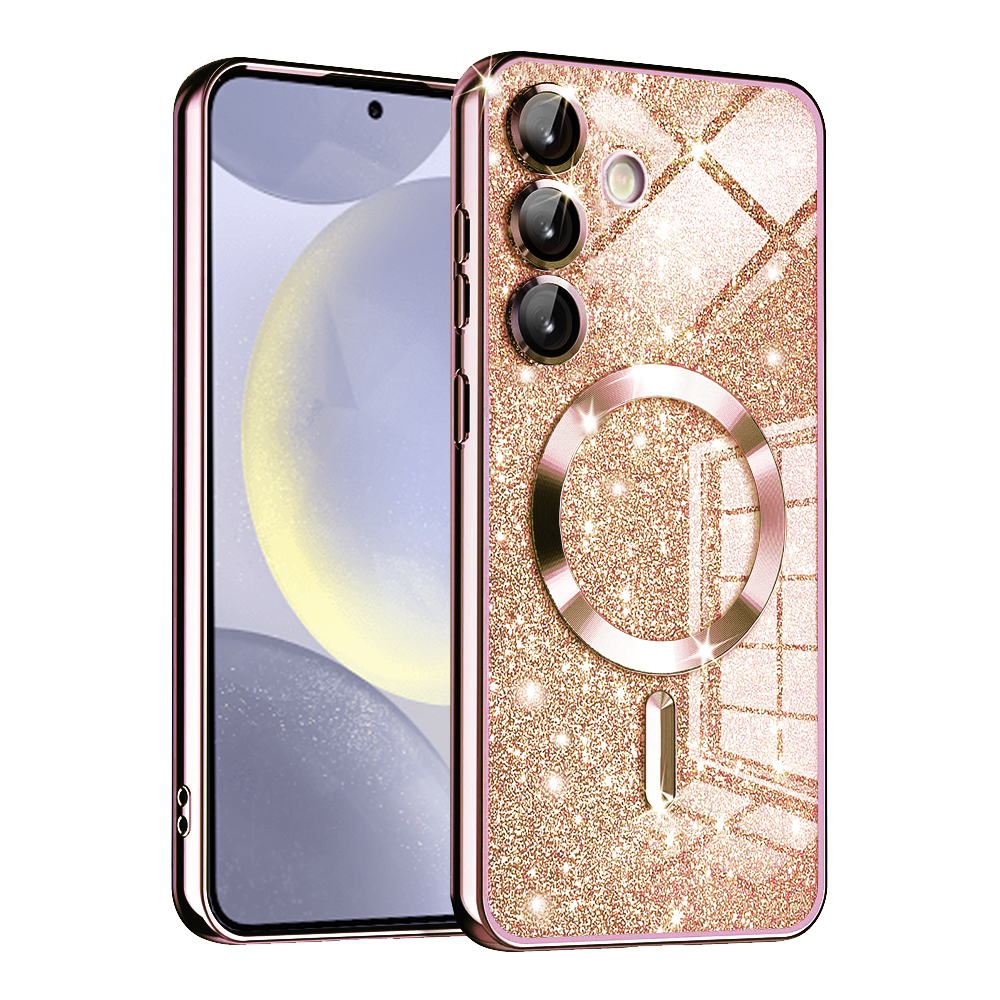 Techsuit Luxury Glitter MagSafe puzdro pre Samsung Galaxy S24 – ružovozlaté KF2325189