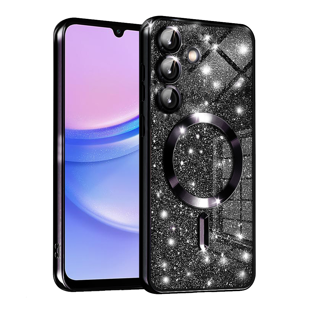 Techsuit Luxury Glitter MagSafe puzdro pre Samsung Galaxy A15 4G / A15 5G – čierne KF2335212