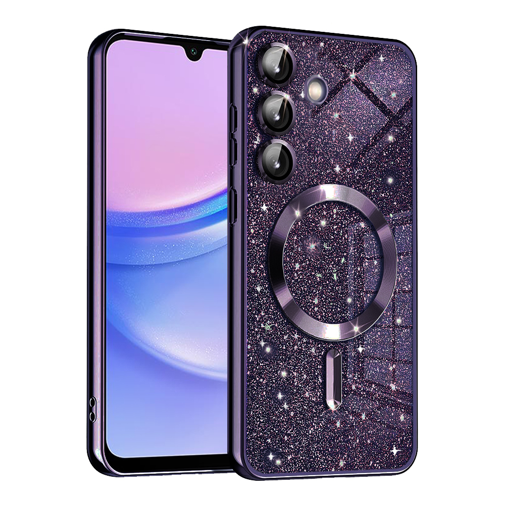 Techsuit Luxury Glitter MagSafe puzdro pre Samsung Galaxy A15 4G / A15 5G – tmavofialové KF2335219