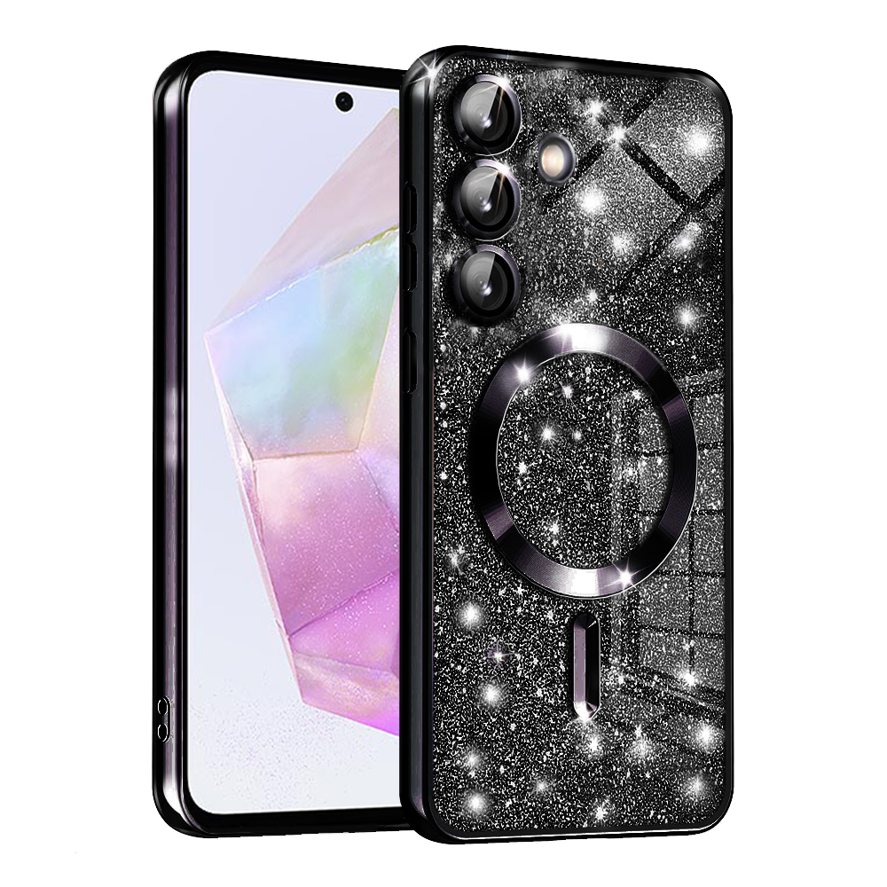 Techsuit Luxury Glitter MagSafe puzdro pre Samsung Galaxy A35 5G – čierne KF2335223