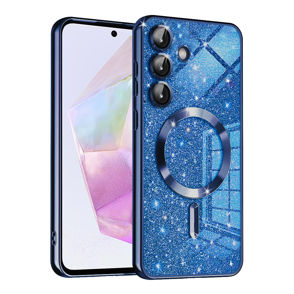 Techsuit Luxury Glitter MagSafe puzdro pre Samsung Galaxy A35 5G – tmavomodré KF2335226