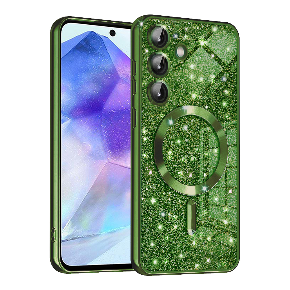 Techsuit Luxury Glitter MagSafe puzdro pre Samsung Galaxy A55 5G – tmavozelené KF2335235
