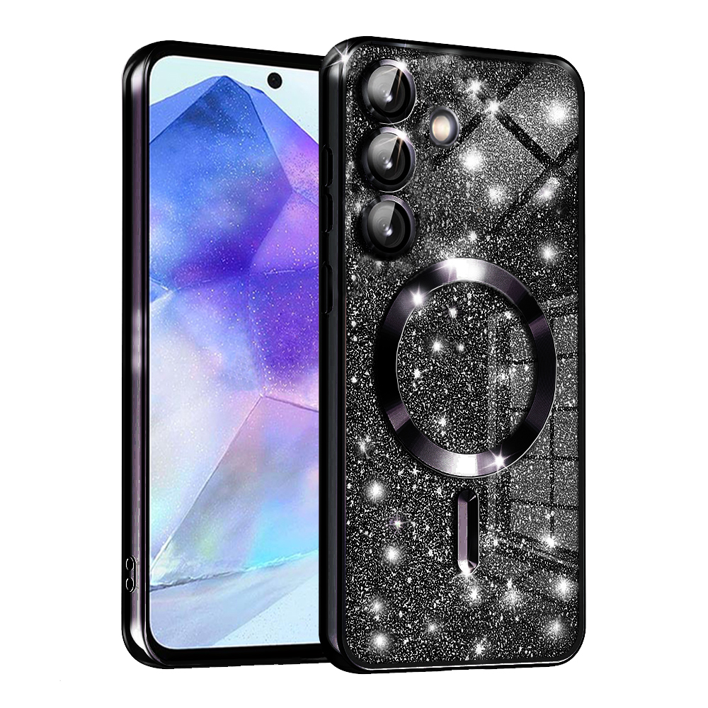 Techsuit Luxury Glitter MagSafe puzdro pre Samsung Galaxy A55 5G – čierne KF2335234