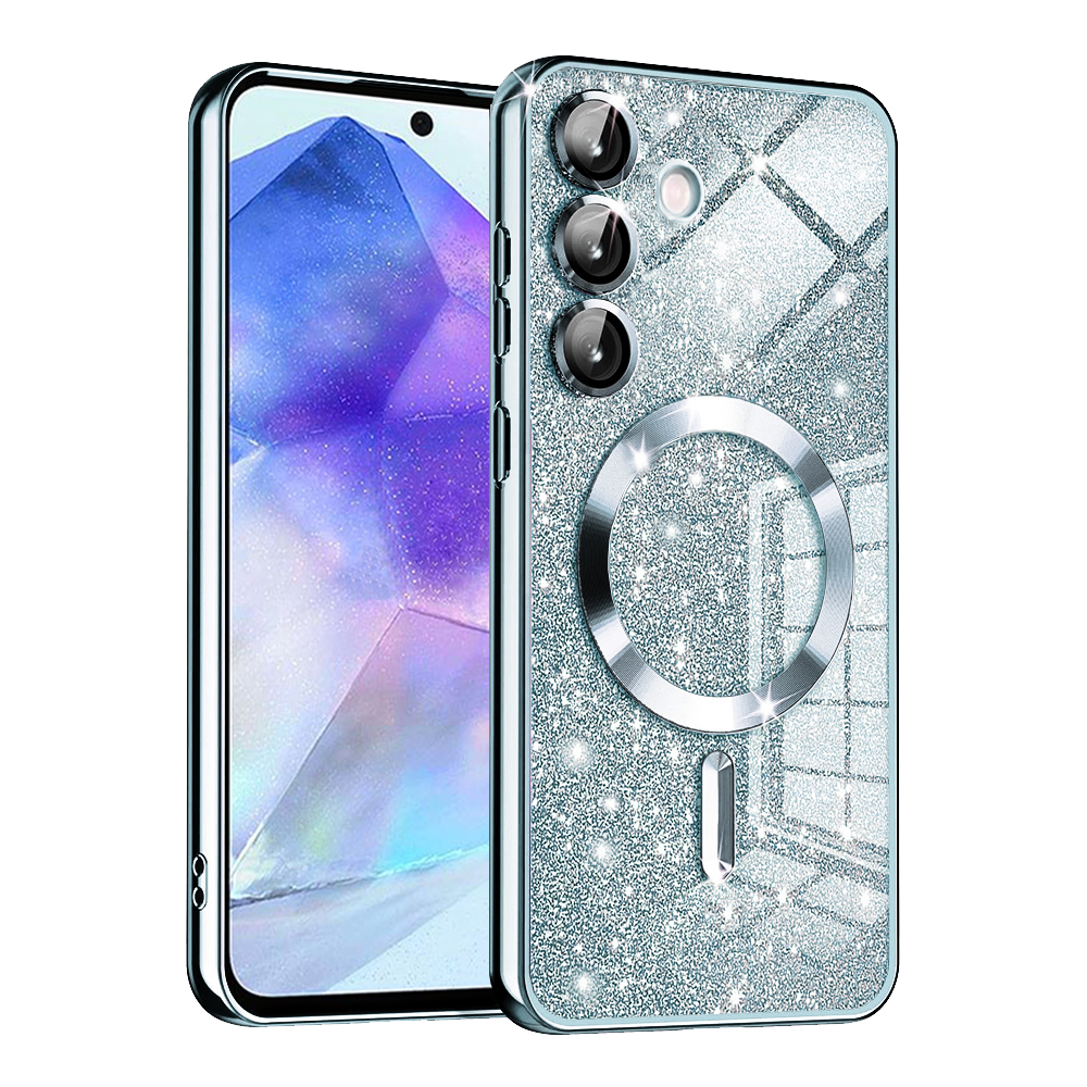 Techsuit Luxury Glitter MagSafe puzdro pre Samsung Galaxy A55 5G – svetlomodré KF2335240