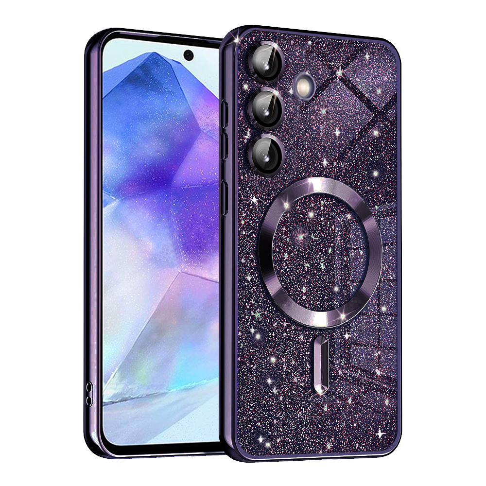 Techsuit Luxury Glitter MagSafe puzdro pre Samsung Galaxy A55 5G – tmavofialové KF2335241