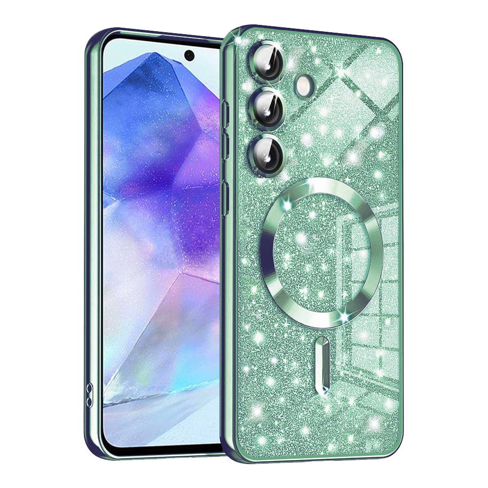 Techsuit Luxury Glitter MagSafe puzdro pre Samsung Galaxy A55 5G – svetlozelené KF2335242