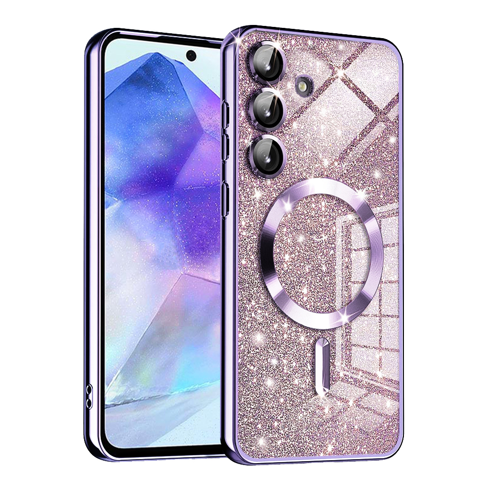 Techsuit Luxury Glitter MagSafe puzdro pre Samsung Galaxy A55 5G – svetlofialové KF2335243