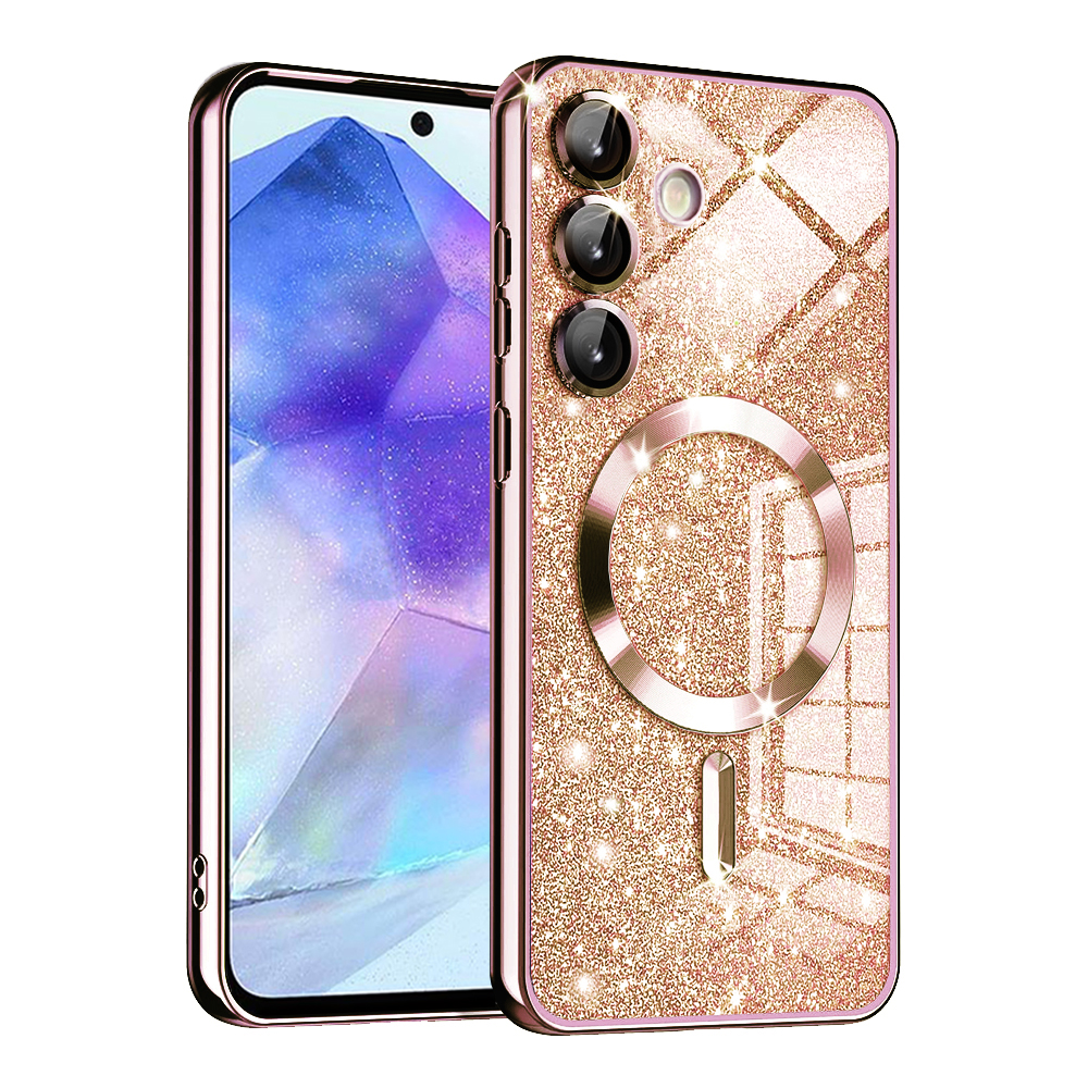 Techsuit Luxury Glitter MagSafe puzdro pre Samsung Galaxy A55 5G – ružovozlaté KF2335244