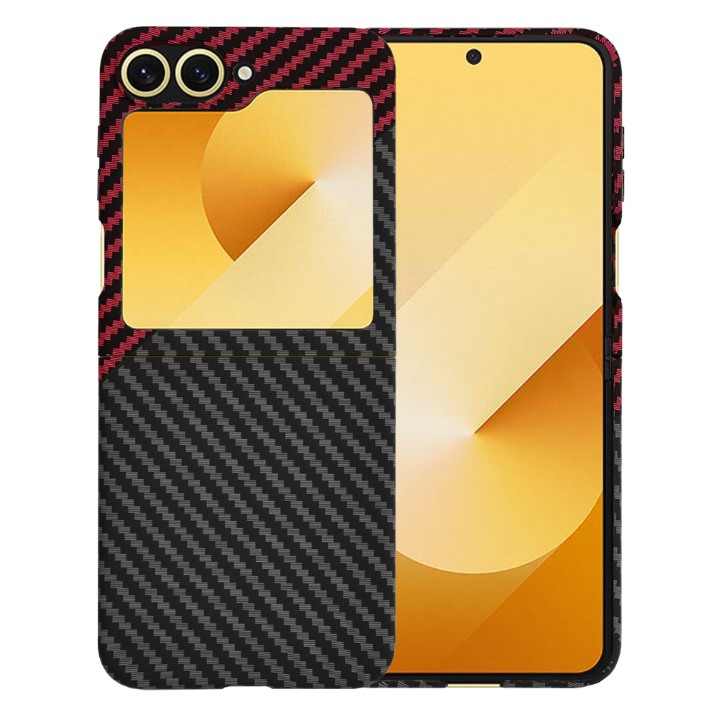 Techsuit Carbonite FiberShell ochranný obal pre Samsung Galaxy Z Flip6 – červený vortex KF2335339