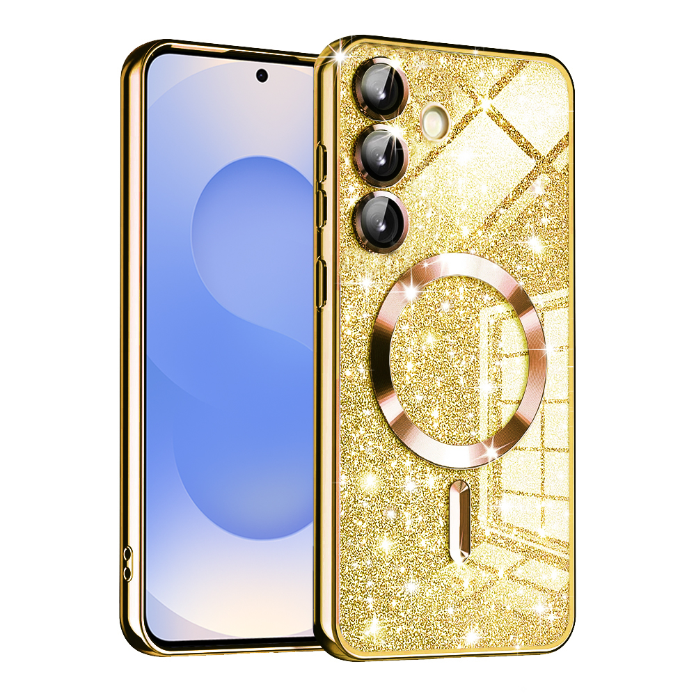 Techsuit Luxury Glitter MagSafe puzdro pre Samsung Galaxy S25 – zlaté KF2341525