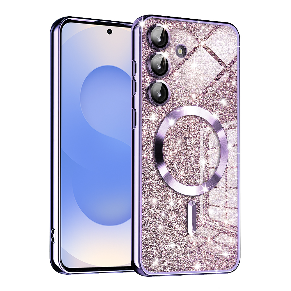Techsuit Luxury Glitter MagSafe puzdro pre Samsung Galaxy S25 – svetlofialové KF2341529