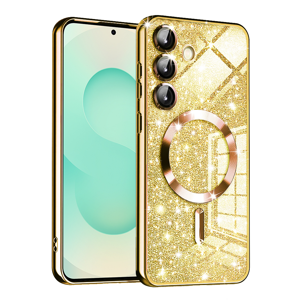 Techsuit Luxury Glitter MagSafe puzdro pre Samsung Galaxy S25 Plus – zlaté KF2341536