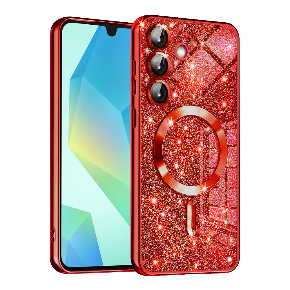 Techsuit Luxury Glitter MagSafe puzdro pre Samsung Galaxy A16 4G / A16 5G – červené KF2344435