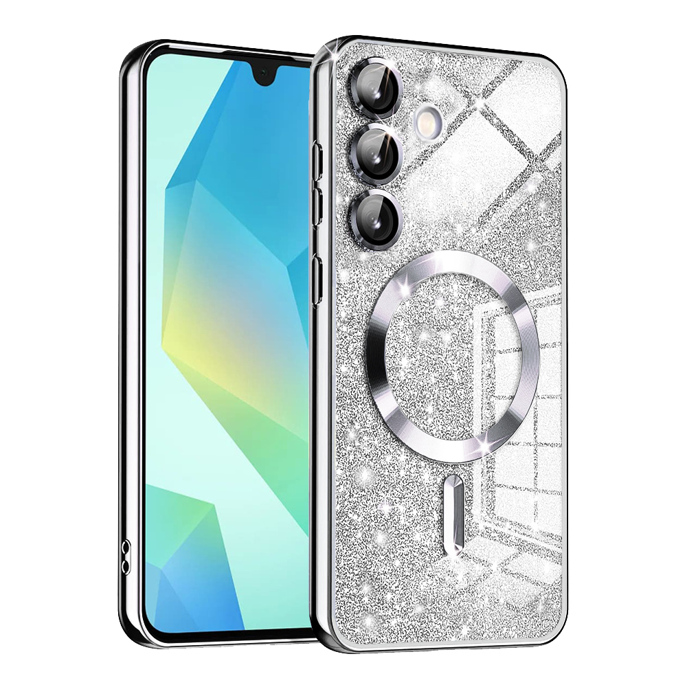 Techsuit Luxury Glitter MagSafe puzdro pre Samsung Galaxy A16 4G / A16 5G – strieborné KF2344437
