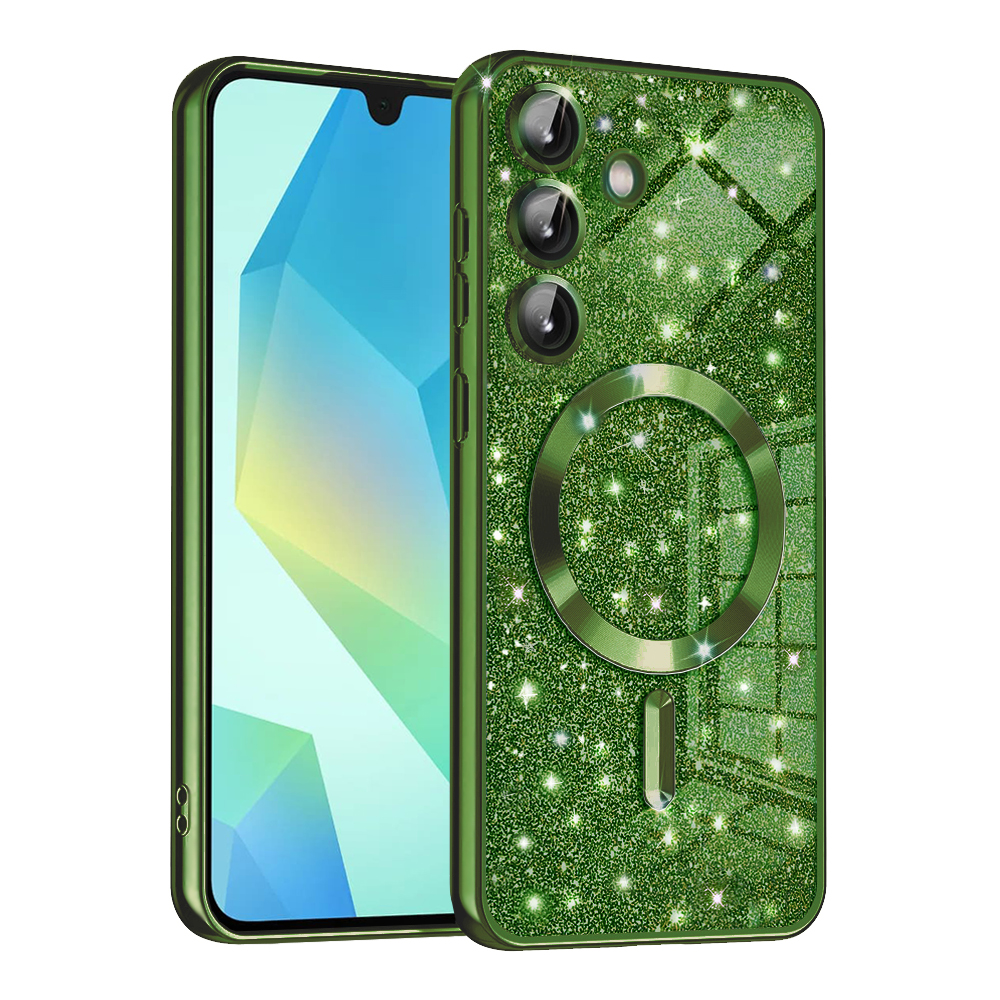 Techsuit Luxury Glitter MagSafe puzdro pre Samsung Galaxy A16 4G / A16 5G – tmavozelené KF2344434