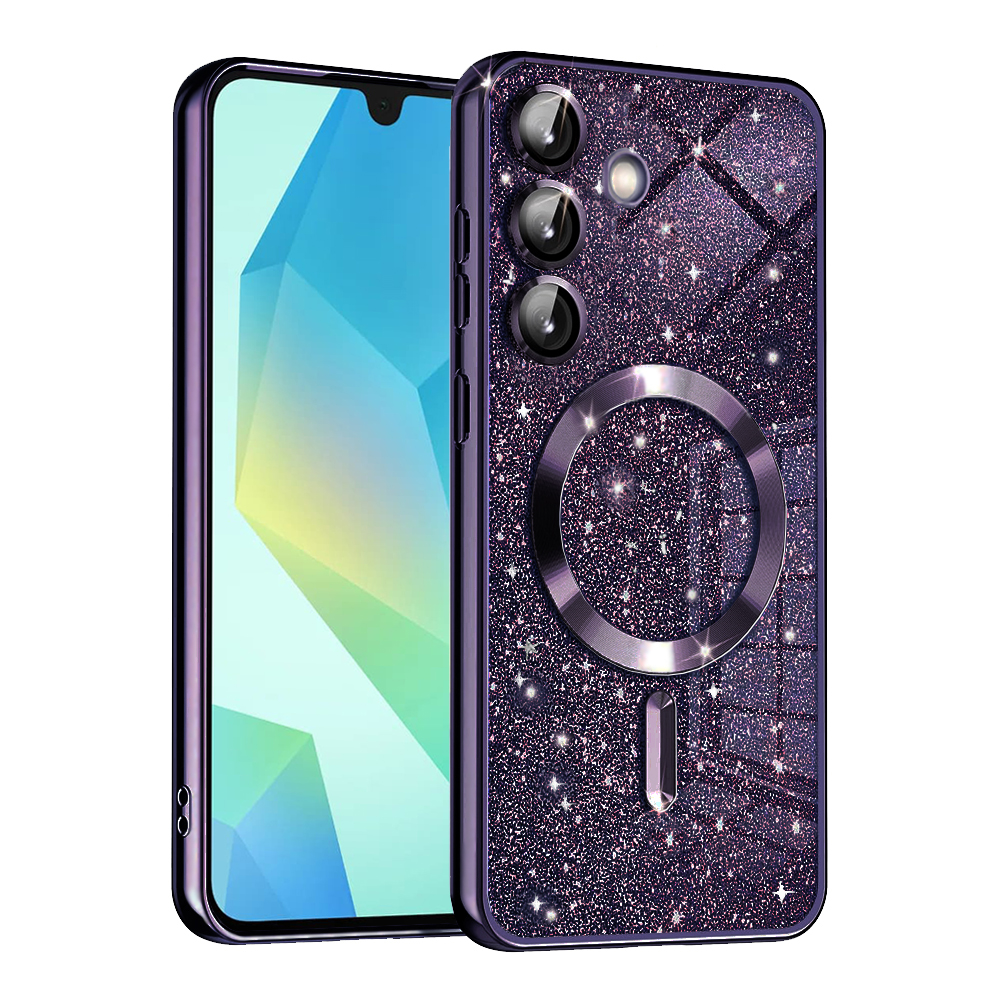 Techsuit Luxury Glitter MagSafe puzdro pre Samsung Galaxy A16 4G / A16 5G – tmavofialové KF2344440