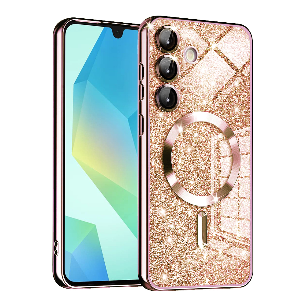 Techsuit Luxury Glitter MagSafe puzdro pre Samsung Galaxy A16 4G / A16 5G – ružovozlaté KF2344443