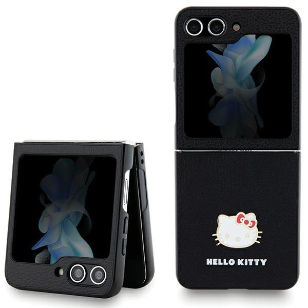 Hello Kitty Hardcase IML Metal Logo Kitty Head puzdro pre Samsung Galaxy Z Flip5 – čierne KF2345673