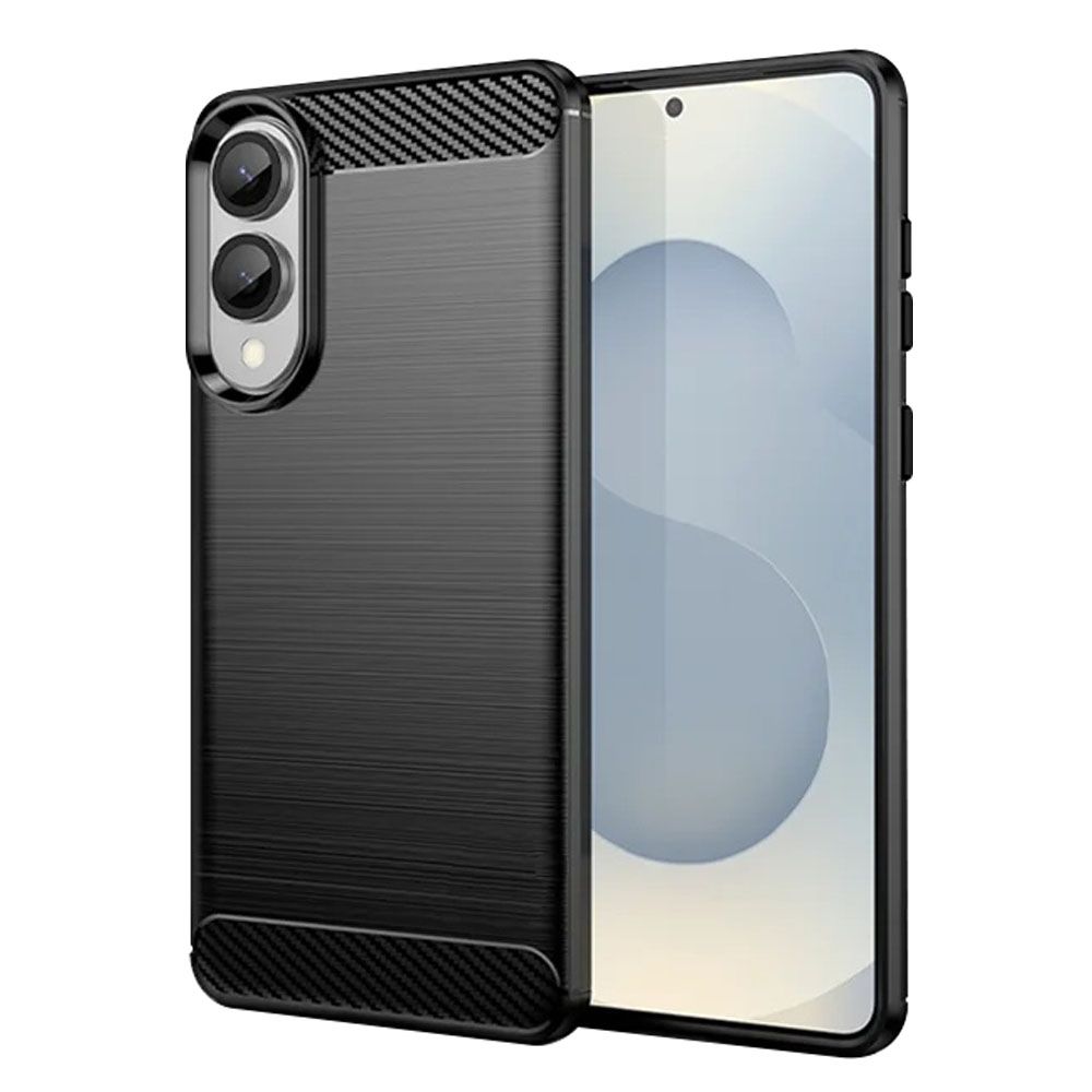 Techsuit Carbon Silicone silikónový obal pre Samsung Galaxy S25 Edge – čierny KF2346408