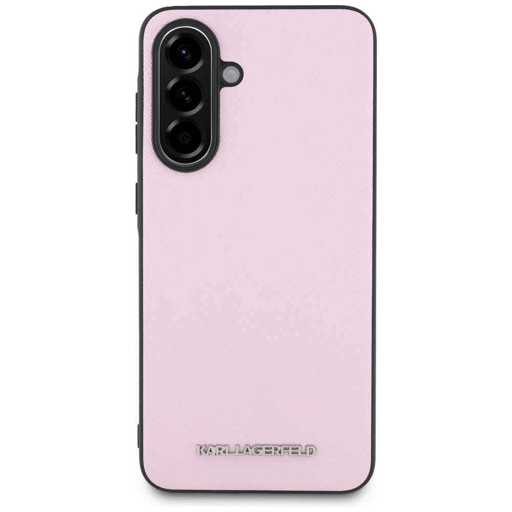 Karl Lagerfeld Saffiano puzdro pre Samsung Galaxy A56 5G – s ružovým kovovým logom KF2347204