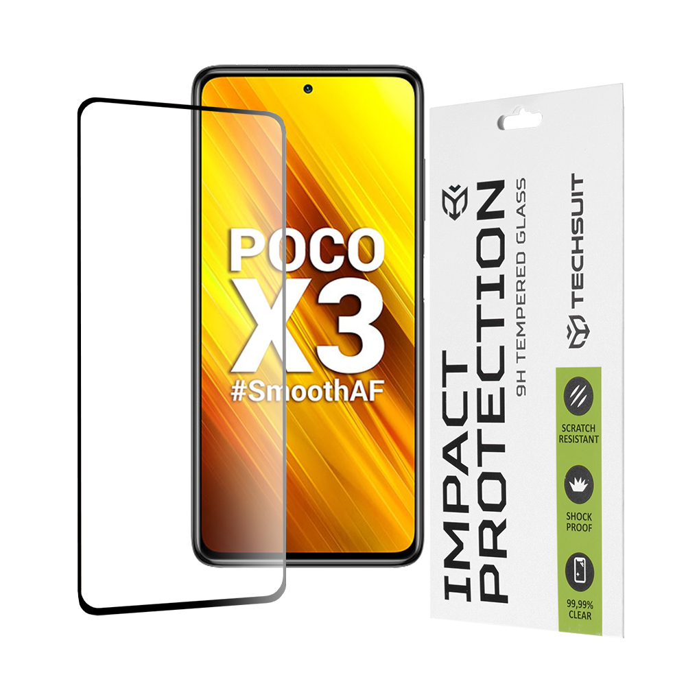 Techsuit - 111D Full Cover / Full Glue Glass - Xiaomi Poco X3 / Poco X3 NFC / Poco X3 Pro - Black KF236607