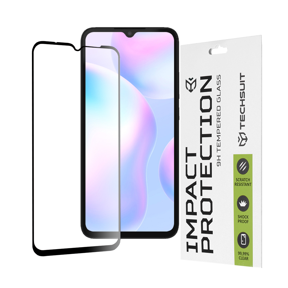 Techsuit - 111D Full Cover / Full Glue Glass - Xiaomi Redmi 9/9A/9AT/9C/9C NFC/10/10 2022/10A/A1/A1+/A2/A2+ - Black KF236718