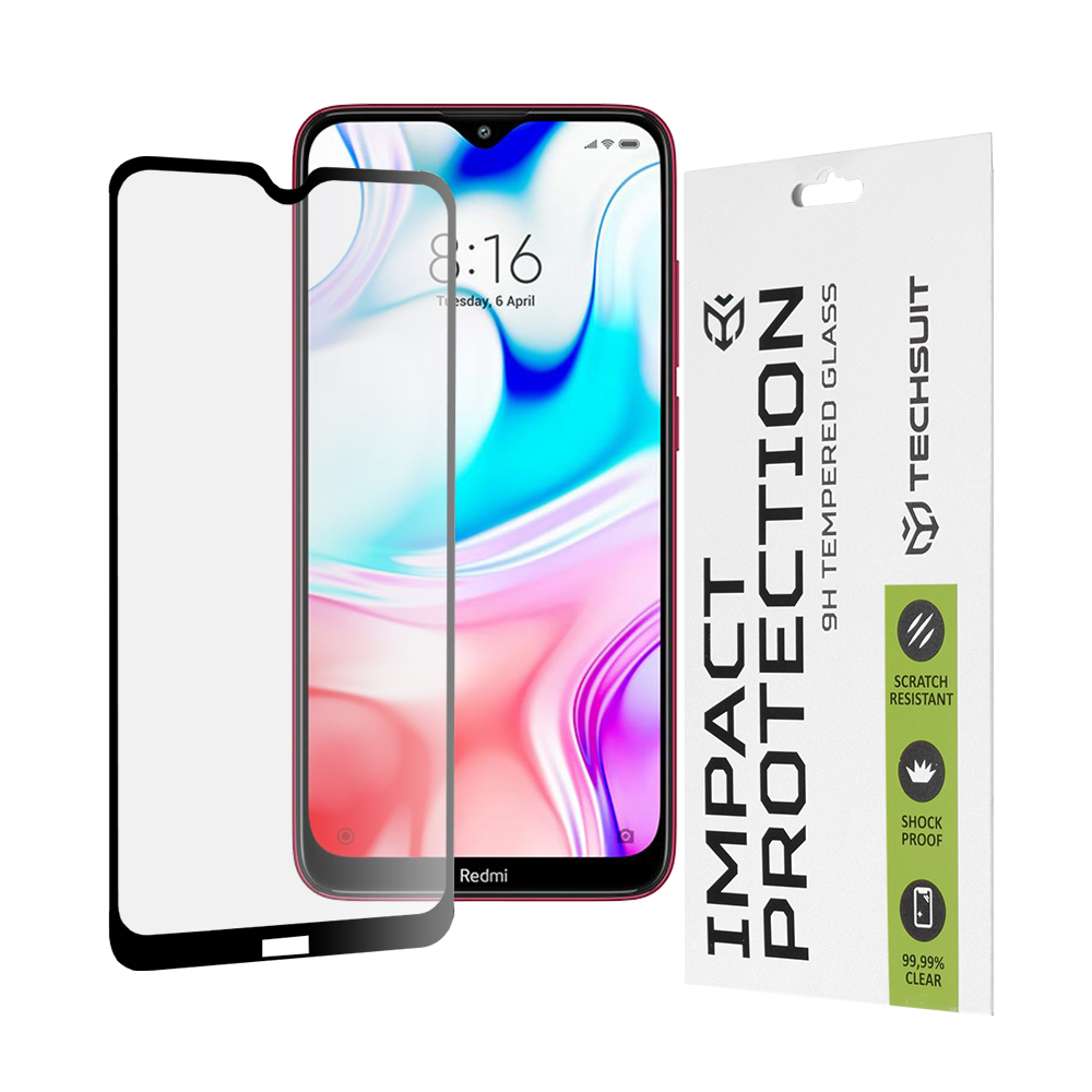 Techsuit - 111D Full Cover / Full Glue Glass - Xiaomi Redmi 8 / Redmi 8A - Black KF235946