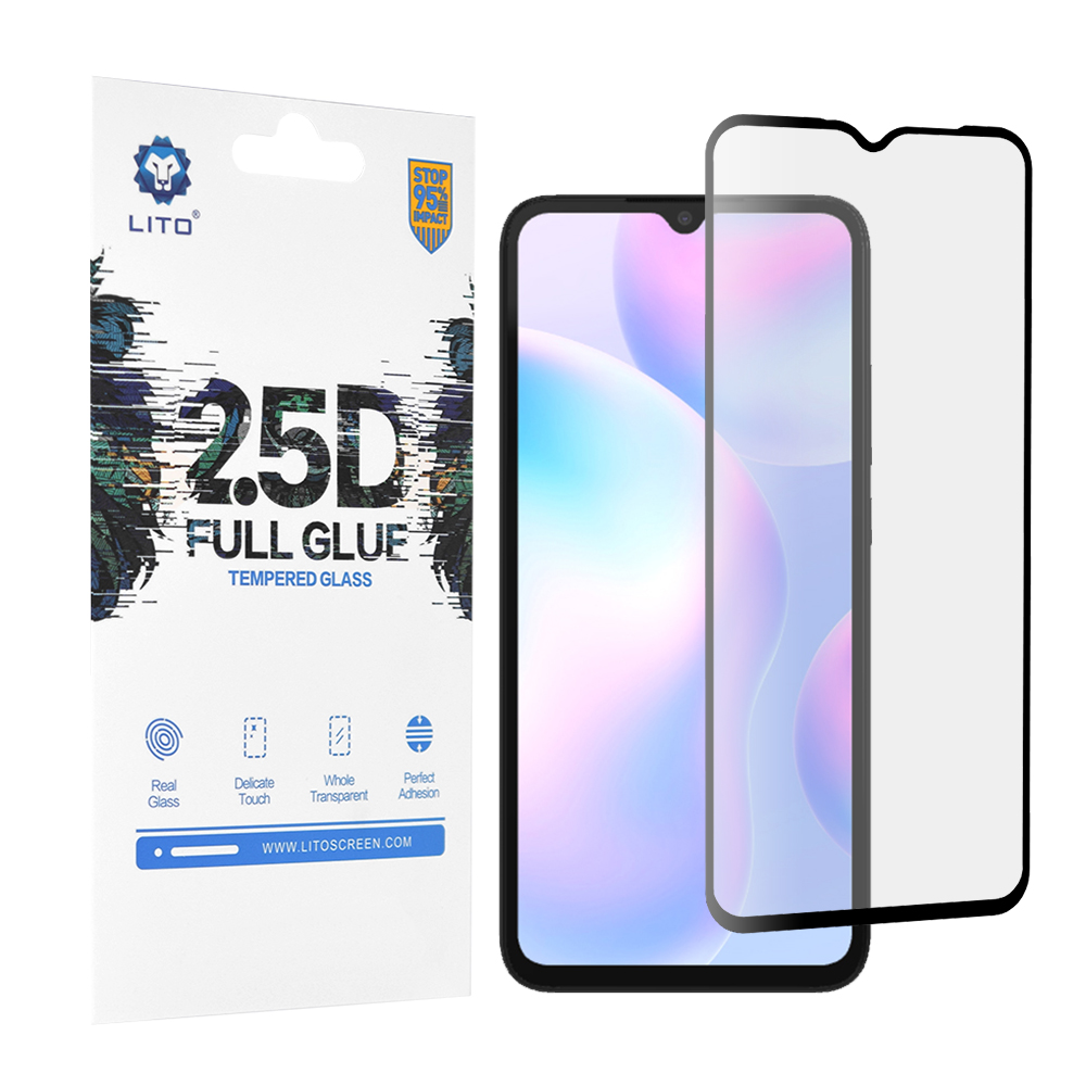 Lito - 2.5D FullGlue Glass - Xiaomi Redmi 9A / Redmi 9AT / Redmi 9C / Redmi 9C NFC / Redmi 10A - Black KF238391