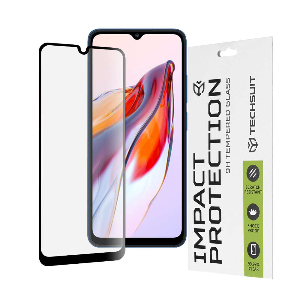 Techsuit - 111D Full Cover / Full Glue Glass - Xiaomi Redmi 10C / Redmi 12C / Poco C40 - Black KF2315564
