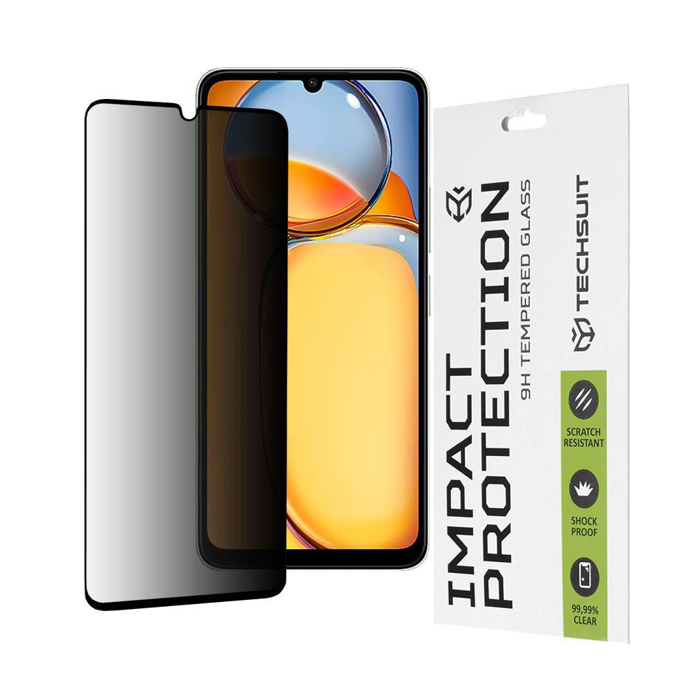 Techsuit - 111D Privacy Full Glue - Xiaomi Redmi 13C 4G / Redmi 13C 5G / Poco C65 - Black KF2325474