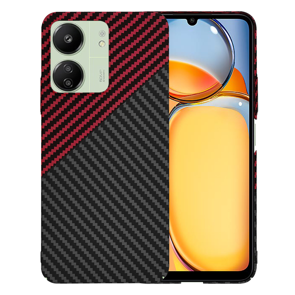 Techsuit - Carbonite FiberShell - Xiaomi Redmi 13C 4G / Redmi 13C 5G / Poco C65- Red Vortex KF2333810