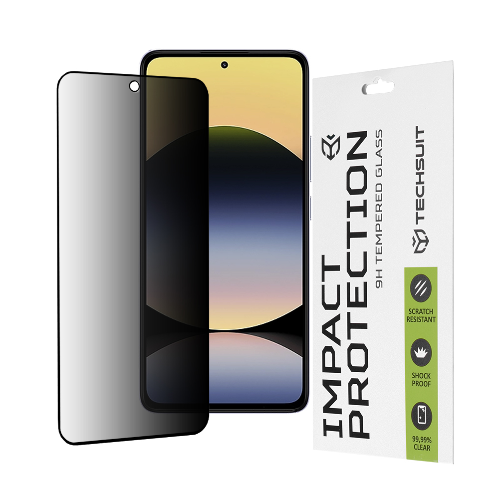 Techsuit - 111D Privacy Full Glue - Xiaomi Redmi Note 14 4G (164,84 x 78,15 x 8,16mm) - Black KF2347000