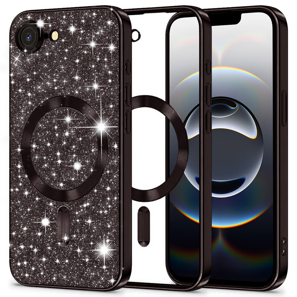 Techsuit - Luxury Glitter MagSafe - iPhone 16e - Black KF2346401