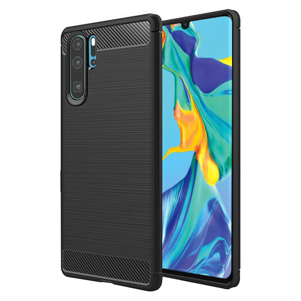 Techsuit Carbon Silicone puzdro pre Huawei P30 Pro / P30 Pro New Edition – čierne KF23441