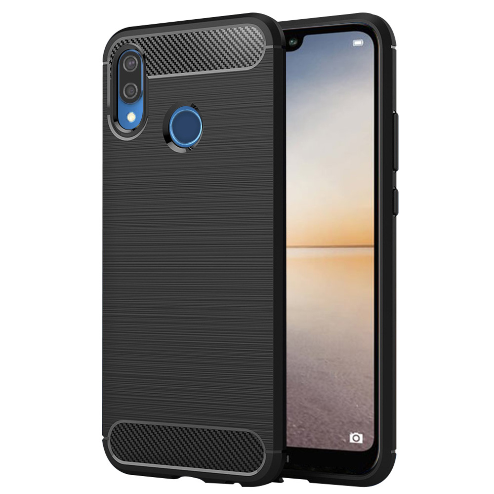 Techsuit Carbon Silicone puzdro pre Huawei P20 lite – čierne KF23444