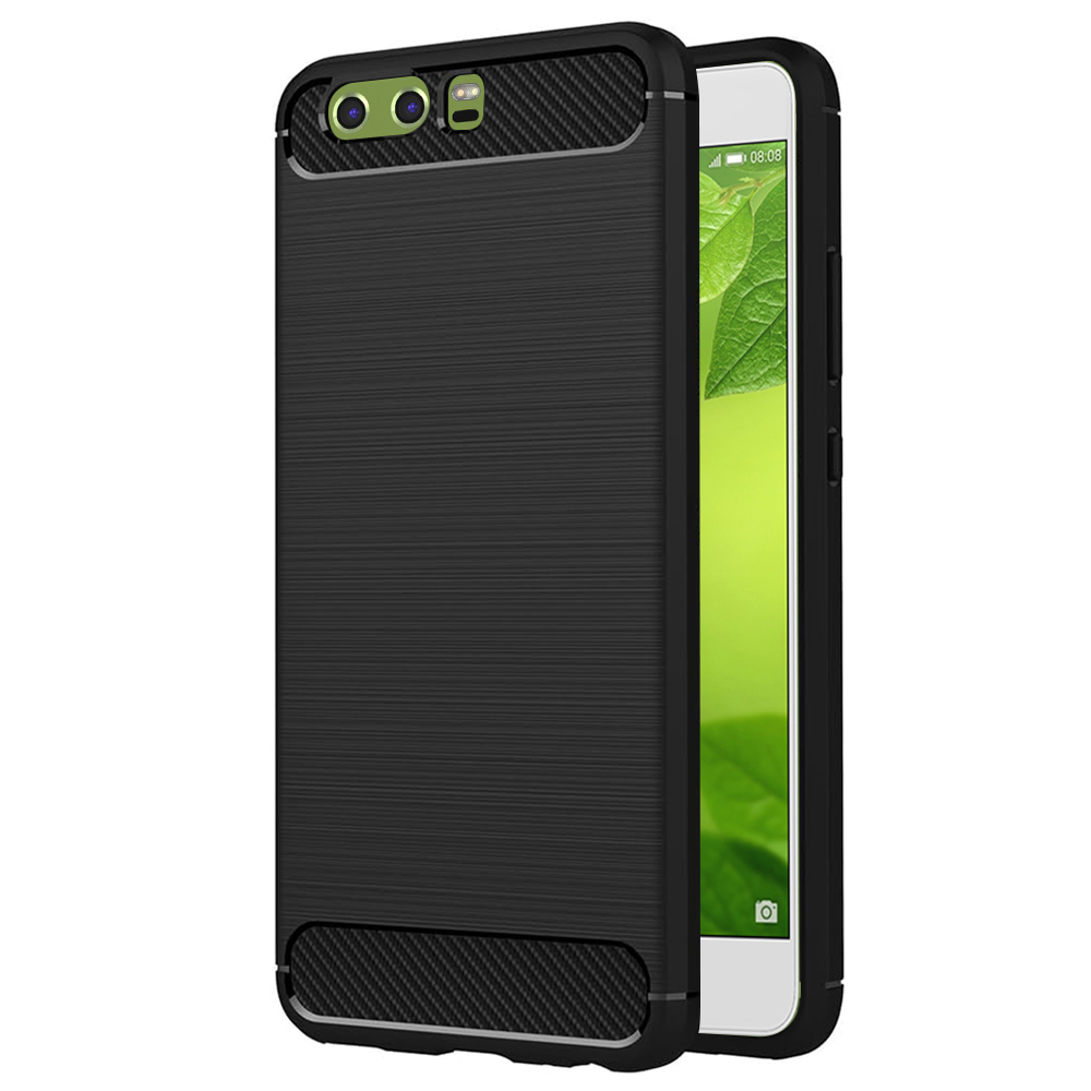 Techsuit Carbon Silicone puzdro pre Huawei P10 – čierne KF231509