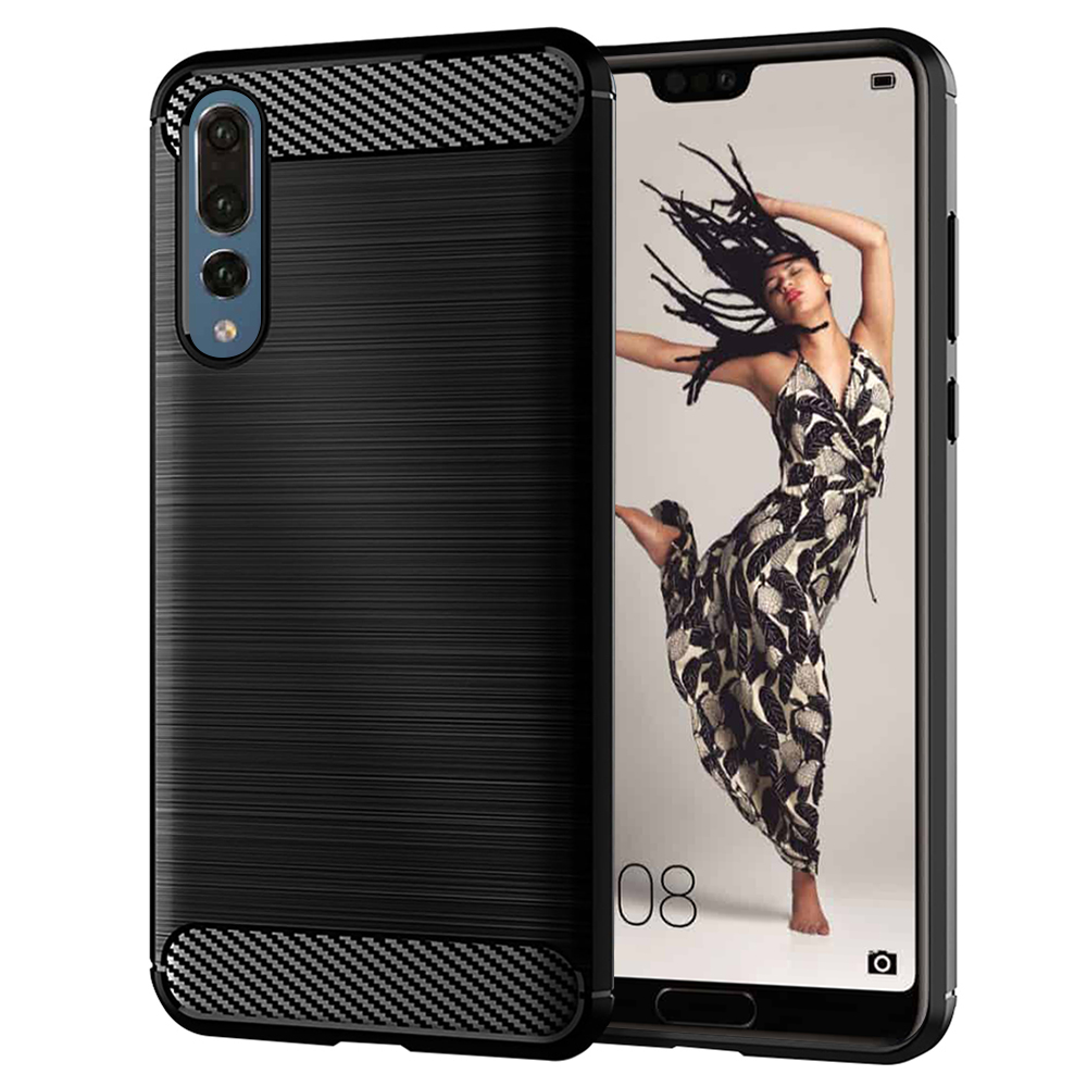 Techsuit Carbon Silicone puzdro pre Huawei P20 Pro – čierne KF232497