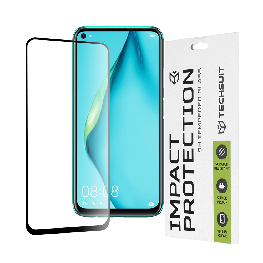 Techsuit 111D Full Cover / Full Glue Glass tvrdené sklo pre Huawei P40 Lite / P20 Lite 2019 – čierne KF235595