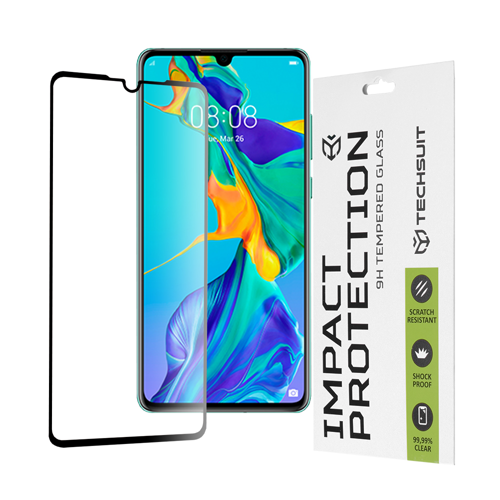 Techsuit 111D Full Cover / Full Glue Glass tvrdené sklo pre Huawei P30 – čierne KF235592