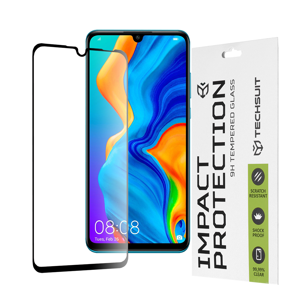 Techsuit 111D Full Cover / Full Glue Glass tvrdené sklo pre Huawei P30 Lite / P30 Lite New Edition – čierne KF235591