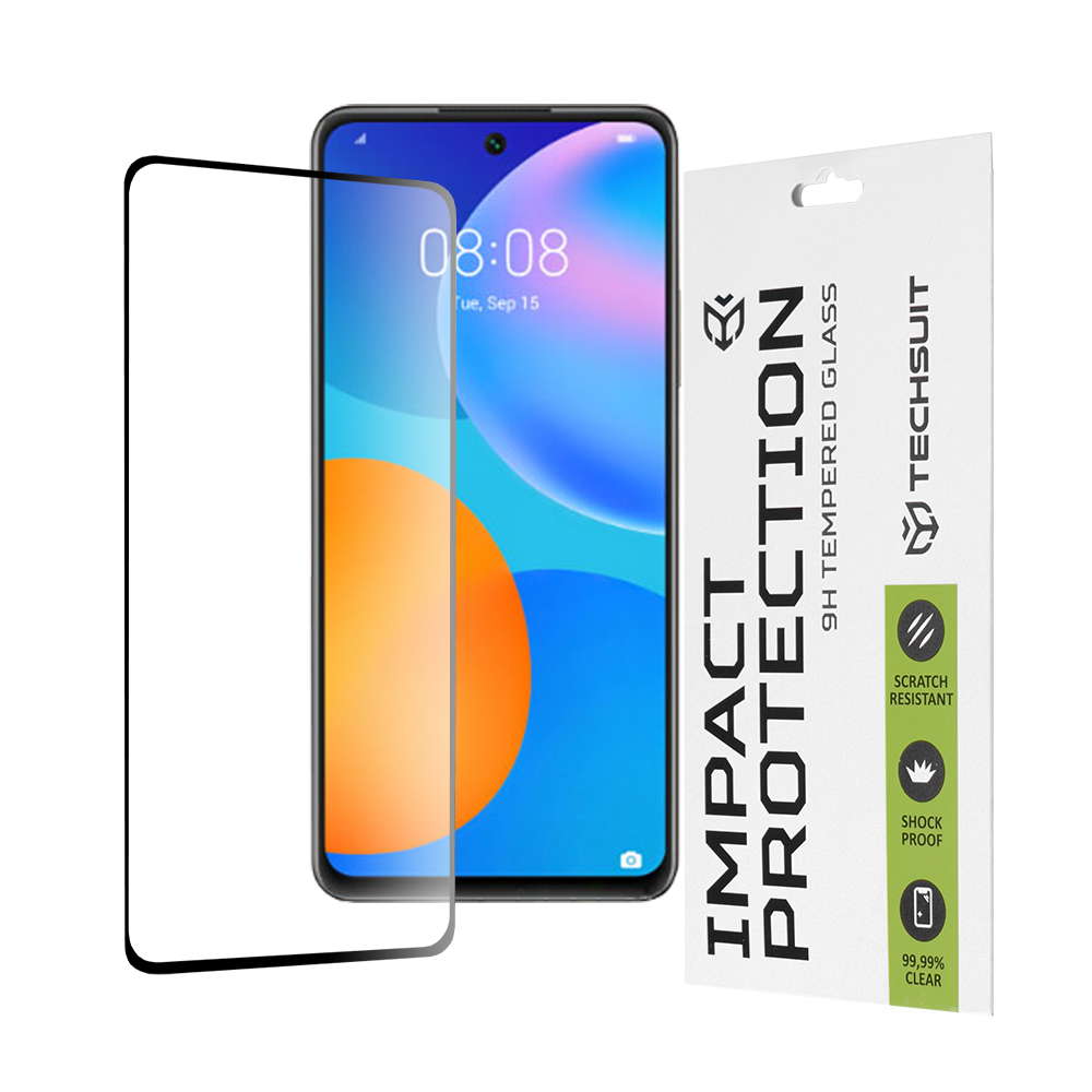 Techsuit 111D Full Cover / Full Glue Glass tvrdené sklo pre Huawei P smart 2021 – čierne KF235588