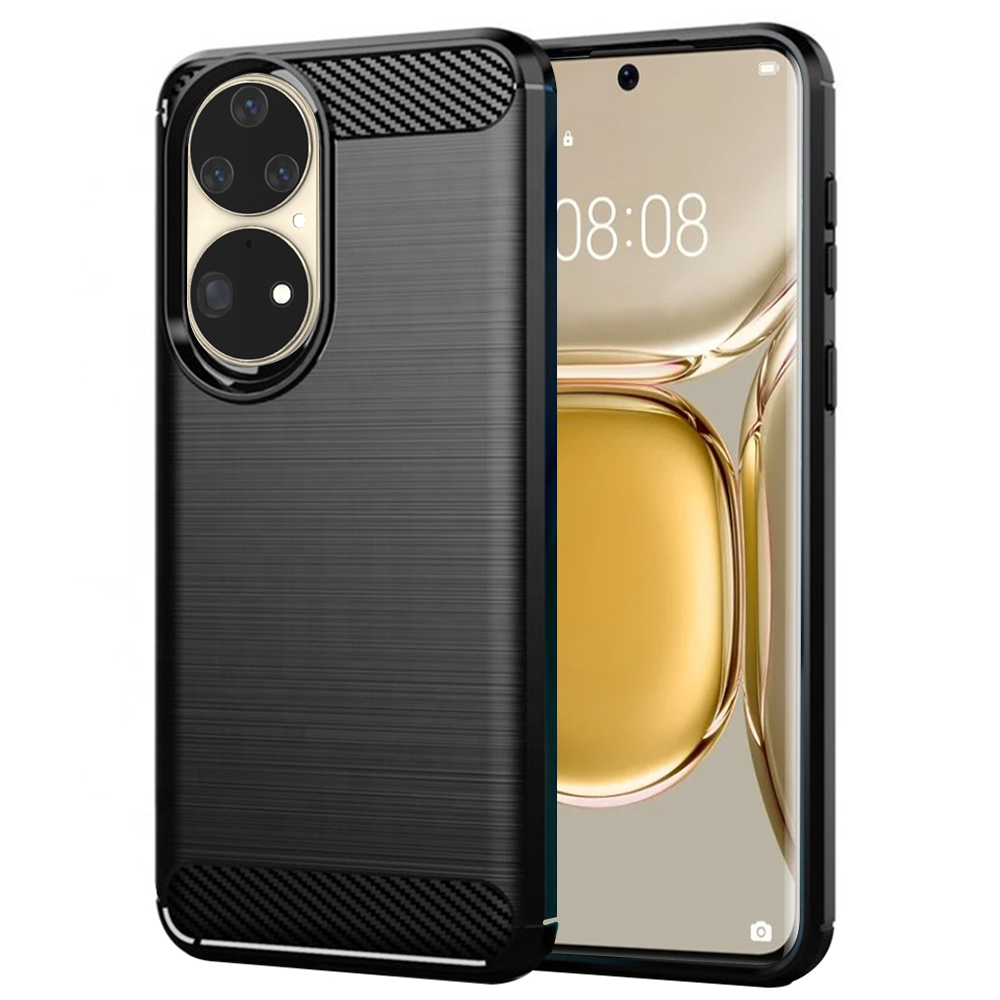 Techsuit Carbon Silicone puzdro pre Huawei P50 Pro – čierne KF236860