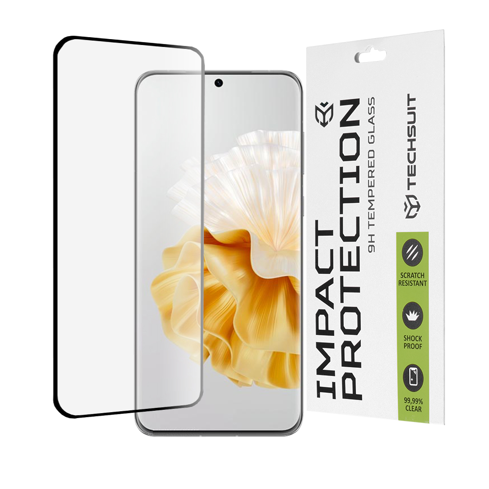 Techsuit 111D Full Cover / Full Glue Glass / 3D Curved Screen tvrdené sklo pre Huawei P60 Pro – čierne KF2315481