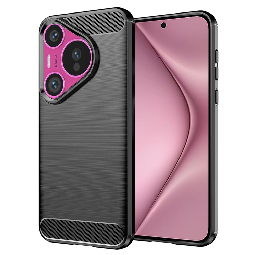 Techsuit Carbon Silicone puzdro pre Huawei Pura 70 – čierne KF2328125