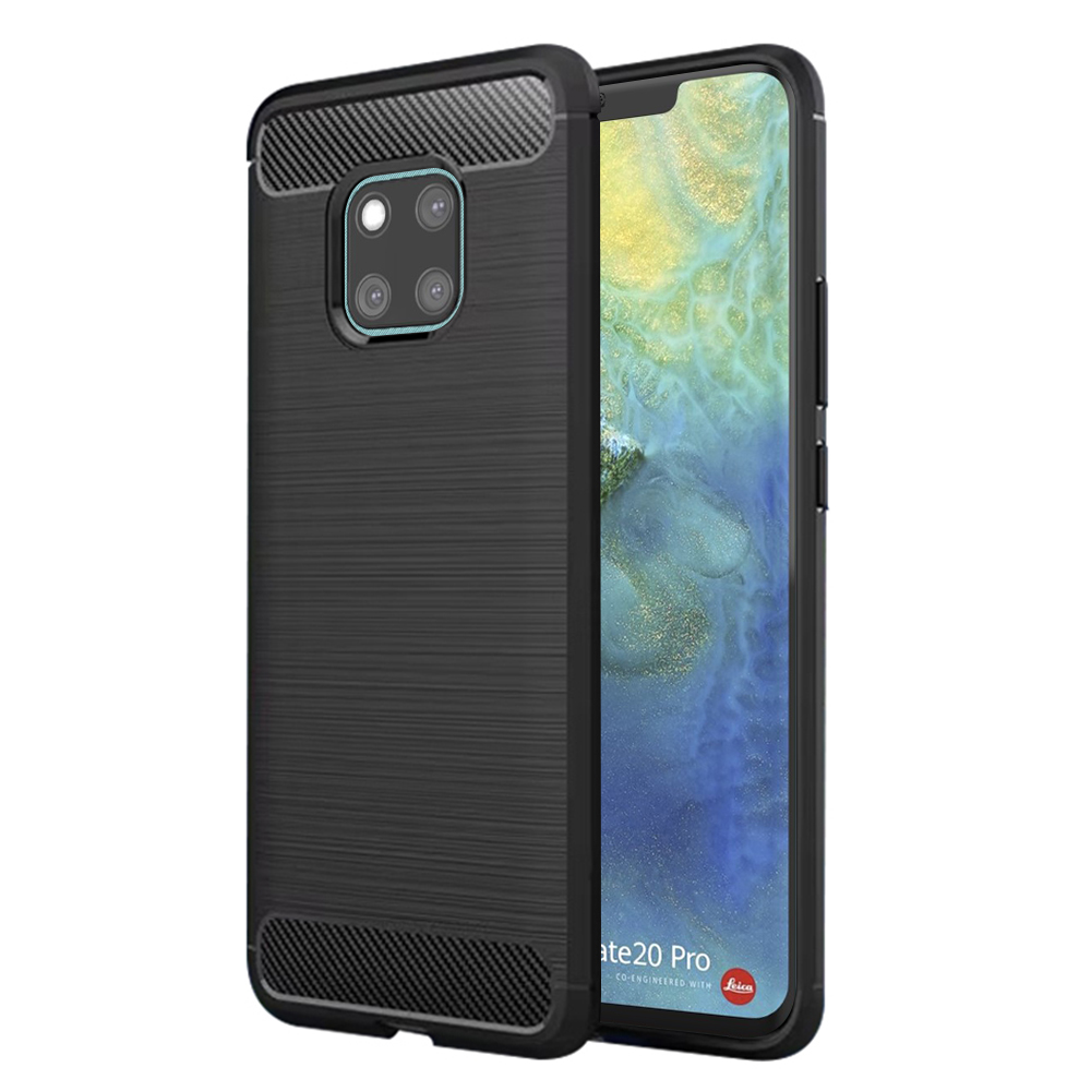 Techsuit Carbon Silicone puzdro pre Huawei Mate 20 Pro – čierne KF2344985