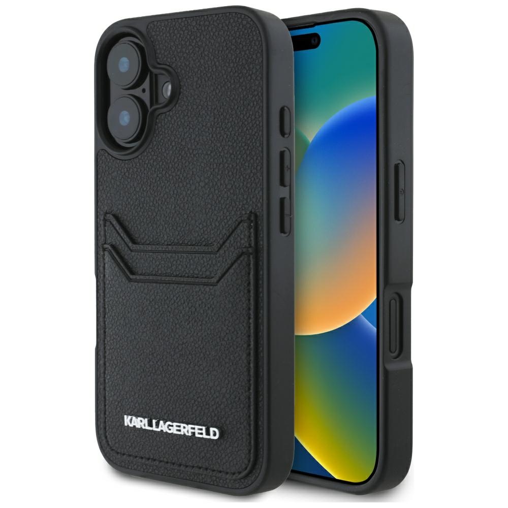 Karl Lagerfeld Hardcase Grained Leather Cardslots puzdro pre iPhone 16 – Metal Elong KF2347674
