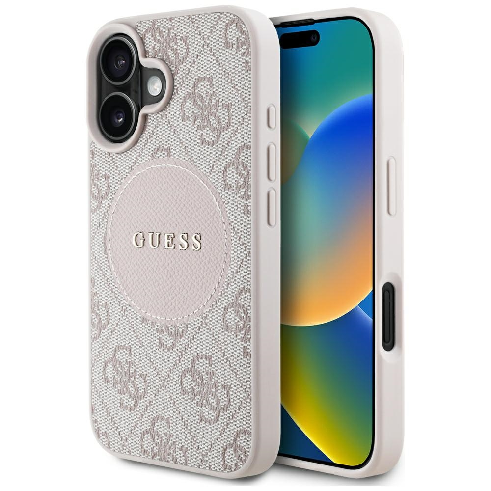 Guess 4G Circle Classic Logo MagSafe puzdro pre iPhone 16 – ružové KF2347693